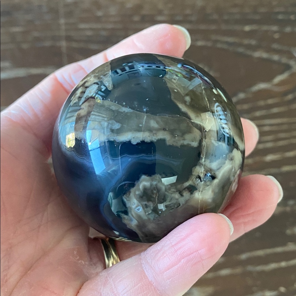 Grey and Brown Volcanic Agate Sphere